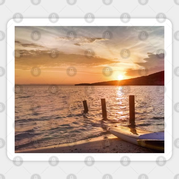 Sunset on a Baja beach Sticker by desperateandy